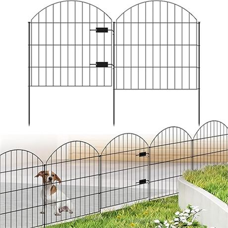 FOREHOGAR Metal Garden Fence with Gate 28in (H) x 11.7ft (L) 1 Gate  4 Panels