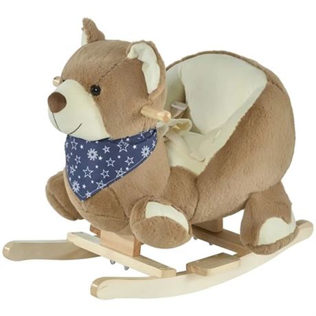Qaba Baby Rocking Horse with Lullaby Riding Horse Bear Themed Plush Animal