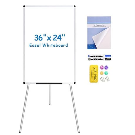 VIZ-PRO Whiteboard Easel 36 x 24 Inches Portable D
