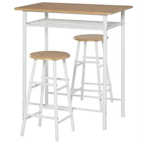 HOMCOM 3 Piece Counter Height Bar Table and Chairs Set