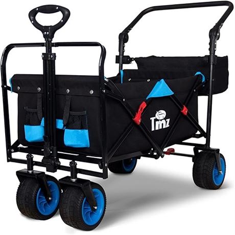 TMZ All Terrain Wide Wheel Utility Folding Wagon Collapsible Garden Cart Heavy