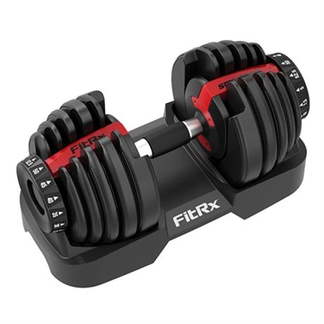 FitRx SmartBell  Quick-Select Adjustable Dumbbell  5-52.5 Lbs. Weight  Black  S