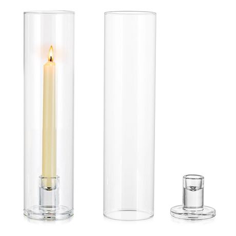 NUPTIO Hurricane Glass Candle Holders 2 Pcs Candlestick Holder for Taper Candl