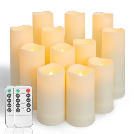 Metaku Flameless Flickering Candles Battery Operated LED Candles Set of 12 Ivo