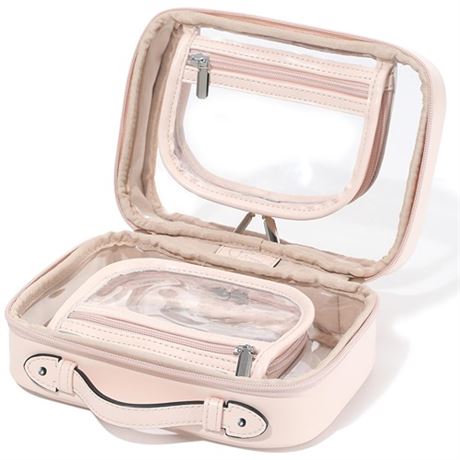 Veki TSA Approved Toiletry Bag Transparent Makeup Bag Double Travel Cosmetic ba