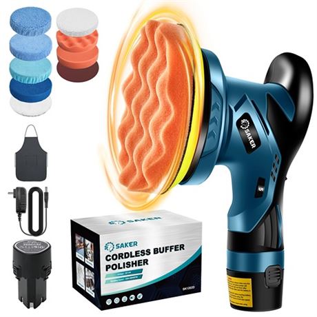 Saker Mini Cordless Buffer Polisher - 6 Inch Portable Polishing Machine Kit for