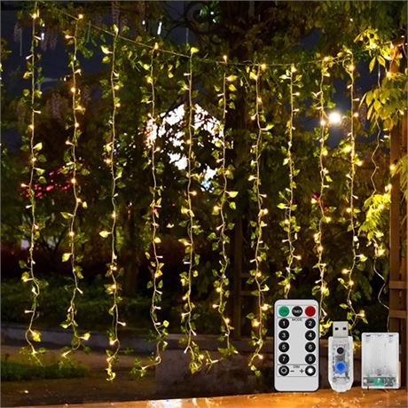 Alpha Decor Ivy for Bedroom 12 Total 240 LED Curtain String Lights Fake P