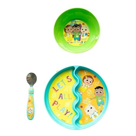 CoComelon 3-Piece Mealtime Set with Divided Suction Plate  Bowl and Spoon  9m
