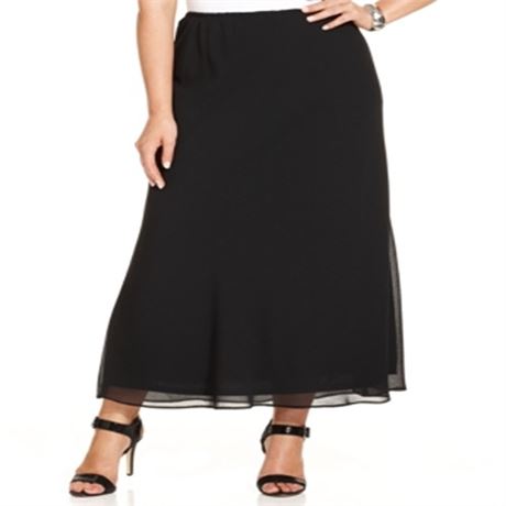 Msk Plus Size Chiffon Maxi Skirt - Black