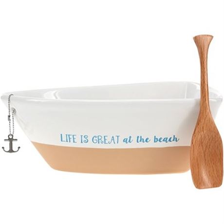 Pavilion Gift Company - Life Is Great at the Beach - 12 Oz Stoneware Boat Dish
