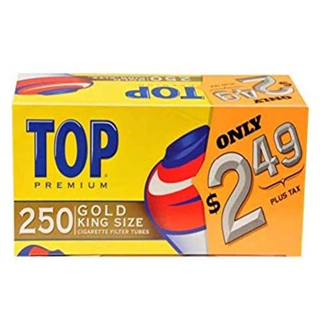 Top Gold Light RYO Cigarette Tubes - King Size - Pre-Priced - 250ct Box (4 Boxe