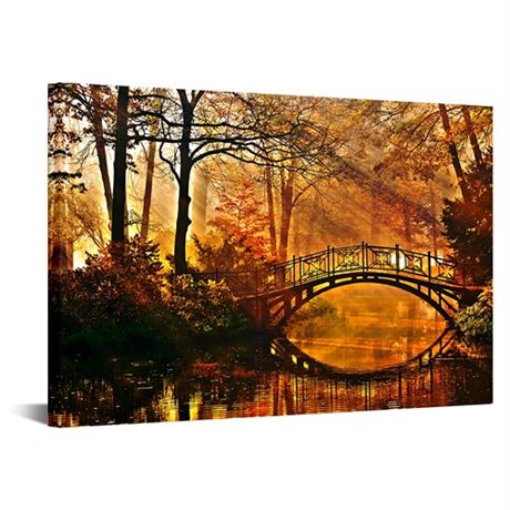 iKNOW FOTO Modern Giclee Canvas Print 16x24 Autumn Landscape Wall Art Central P