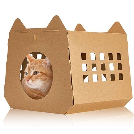 MIPETTO Cat House Cardboard House Cat Furniture Ca-3 pk