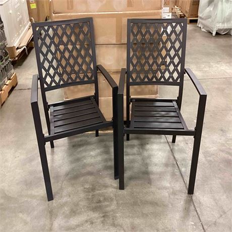 2 pack metal patio dining chairs