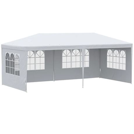Outsunny Large 20 x 10 Gazebo Canopy Party Tent with 4 Removable Window Side W