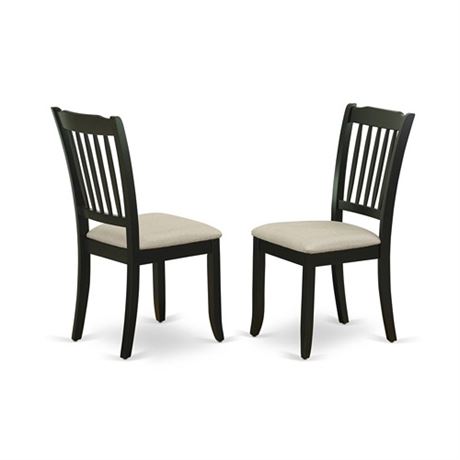 DAC-BLK-C Danbury Vertical Slatted Back Chairs with Linen Fabric Fabric Seat -