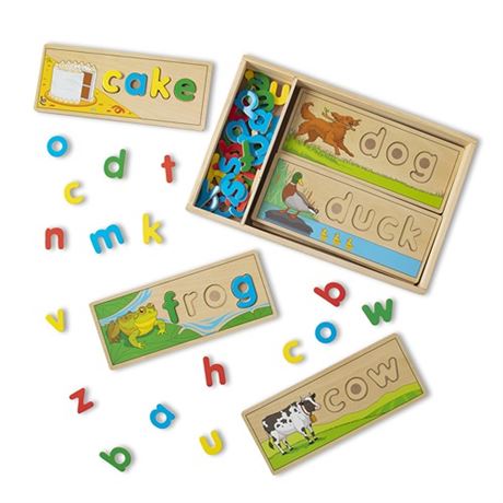 Melissa & Doug See & Spell Wooden Educational Toy With 8 Double-Sided Spelling