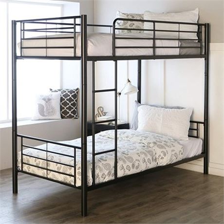 Zimtown Twin Over Twin Steel Bunk Beds Frame Ladder Bedroom Dorm for Kids Adult
