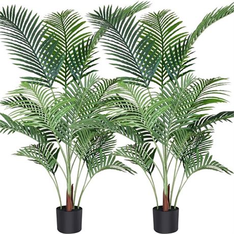 Fopamtri Artificial Areca Palm Plant 4.6 Feet Fake