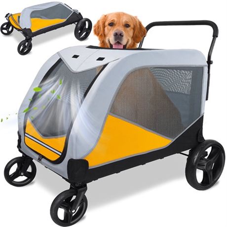 Firstness Dog Stroller for Medium & Large Pet  for up to 132lbs  Foldable Cart