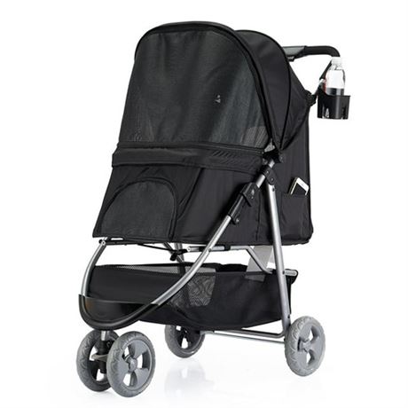 Favonius poupee 3 Wheel Pet Strollers for Small Medium Dogs & Cats(Black)