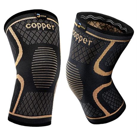 Copper Knee Braces for Men and Women (2 pack) -Knee Supports Copper Compression