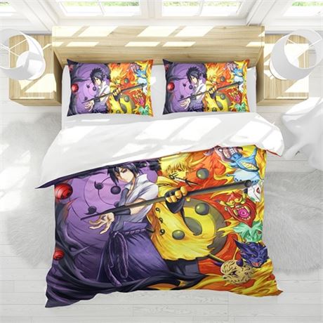 Anime 3D Duvet Cover Set Twin Size 3 Pieces Bedding Set Super Soft Duvet Cover