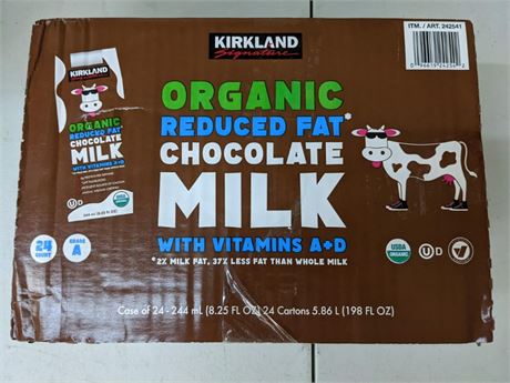 Kirkland Signature Organic Reduced Fat Chocolate Milk, 8.25 fl oz, 24-ct