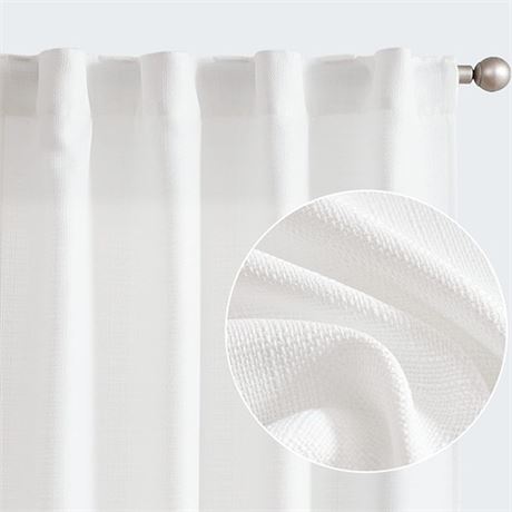 jinchan White Curtains for Living Room Bedroom Lin