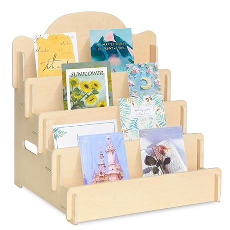 Wood Greeting Card Display Stand 3 Tier Wooden Card Display Stand for Counter T