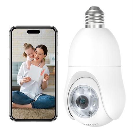 Light Bulb Security Camera 2K IndoorOutdoor Full Color Night Vision Lightbulb