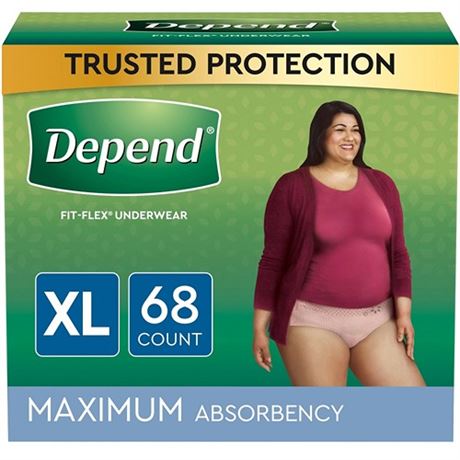 Depend Fresh Protection Adult Incontinence Underwear for Women  Maximum  XL  Bl