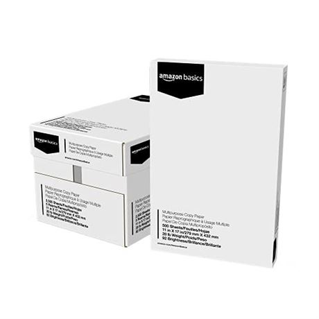 Amazon Basics 92 Bright Multipurpose Copy Paper - 11 X 17 Inches 5 Ream Case (