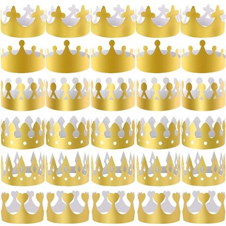 SIQUK 48 Pieces Paper Crowns Golden Paper Party Cr