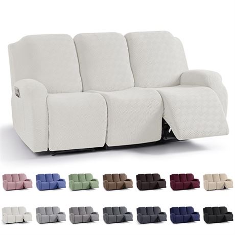 KinCam Recliner Sofa Covers Stretch Reclining Couch Covers for 3 Seat Sofa Slip