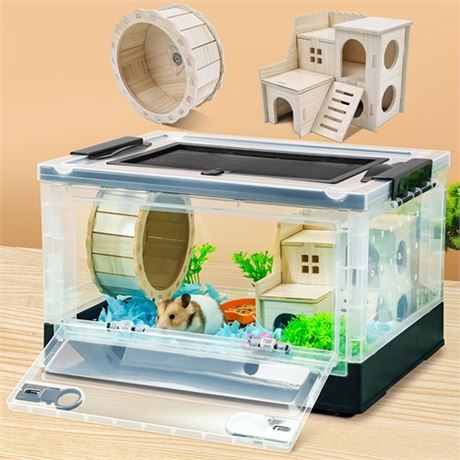 Wedoelsim Portable and Foldable Hamster Cages with Wheels and Habitats with Cas