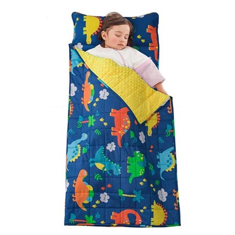 Sivio Toddler Nap Mat with Weighted Blanket 3lbs and Pillow Removable Kids Sle