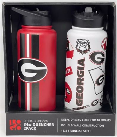 Logobrands 34Oz Quencher 2pc Vacuum Insulated Stainless Water Bottles Georgia