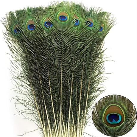 THARAHT 24pcs Peacock Feathers Natural Long