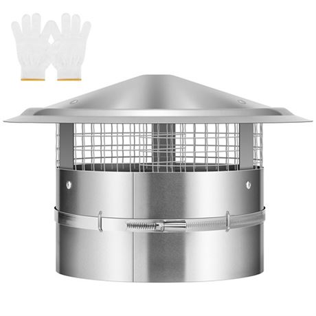 VIVOHOME 8 Cone Top Chimney Cap with Screen Round Roof Rain Chimney Cover Ga