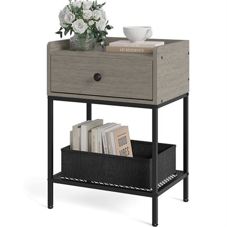 Y&M Nightstand 1PC 2-Tier Side Table with Drawer Modern Bedside Table Night Sta