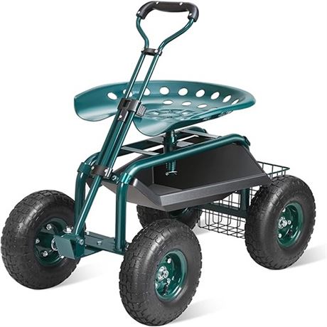 VEVOR Garden Cart Rolling Workseat with Wheels Gardening Stool for Planting 36