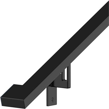 Modern Aluminum Handrail Complete DIY Kit  Matte Black with Adjustable Wall Mou