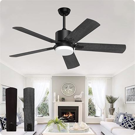 Ceiling Fans with Lights and Remote 52 Inch Outdoor Modern Black Fan