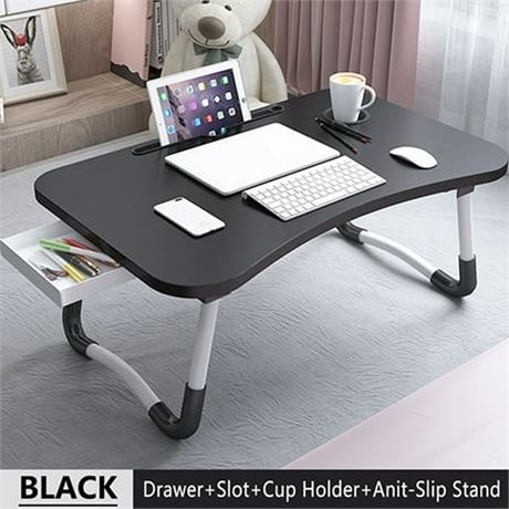 PHANCIR Foldable Lap Desk  23.6 Inch Portable Wood Laptop Desk Table Workspace