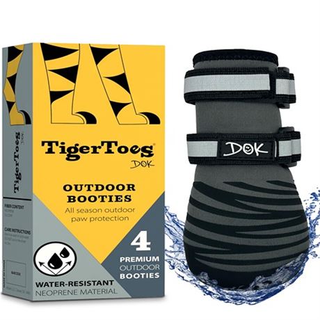 DOK TigerToes Premium Neoprene Dog Booties for Winter - Grip That Works Even Wh