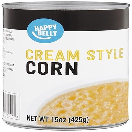 Bb Sep-2025 Amazon Brand - Happy Belly Cream Style Corn 15 ounce (Pack of 12)
