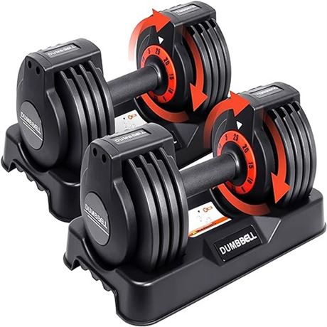 2555LB Pair Adjustable Dumbbells Weights Set 5in1 Free Weights Dumbbell with A