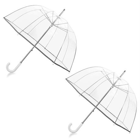 2 Pack 52 Inch Bubble Clear Umbrella for Weddings Bulk Large Adult Windproof D