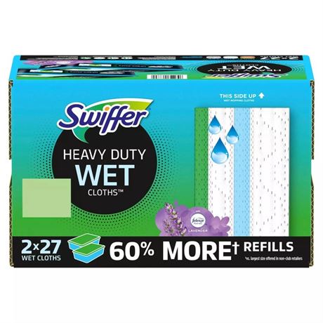 Swiffer Heavy Duty Wet Cloths, Lavender - 54 Count
